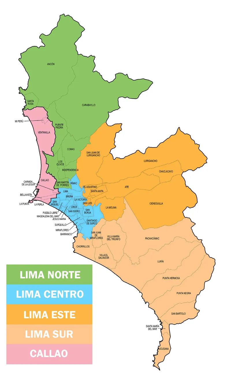 Mapa de reparto de Lima
